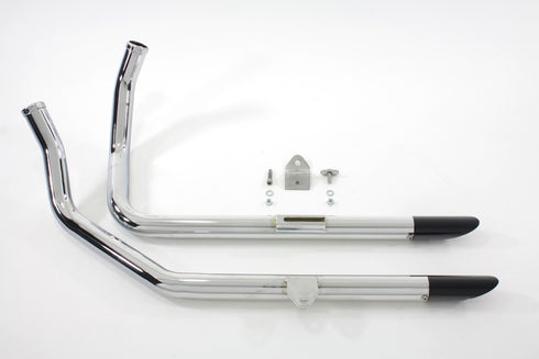 V-Twin Wyatt Gatling Exhaust Drag Pipe Set With Black Slash Tips - 30-3104
