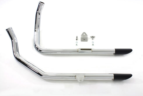 V-Twin Wyatt Gatling Exhaust Drag Pipe Set With Black Slash Tips - 30-3104