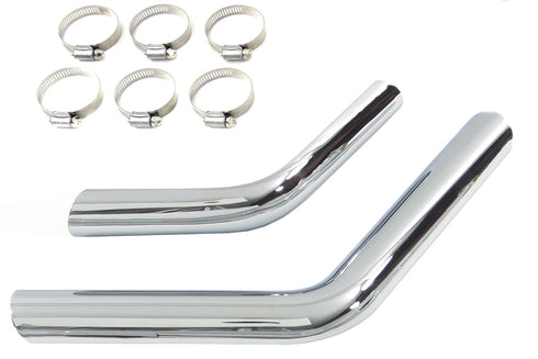 V-Twin Drag Exhaust Pipe Heat Shield Set Chrome - 30-3237