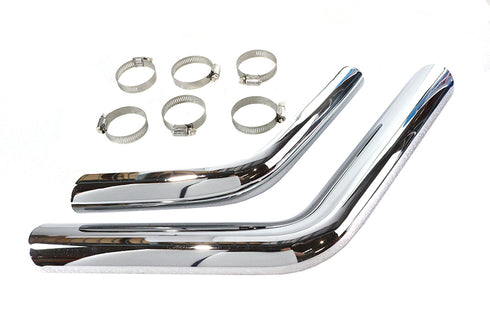 V-Twin Drag Exhaust Pipe Heat Shield Set Chrome - 30-3237