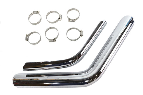 V-Twin Drag Exhaust Pipe Heat Shield Set Chrome - 30-3237