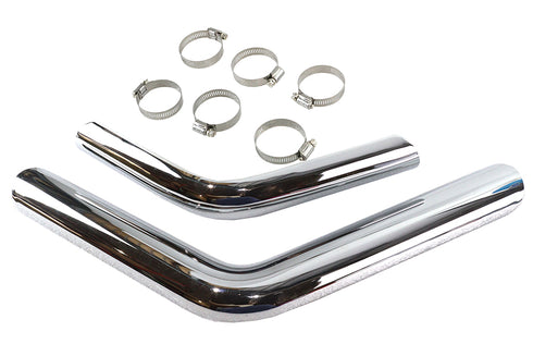 V-Twin Drag Exhaust Pipe Heat Shield Set Chrome - 30-3237