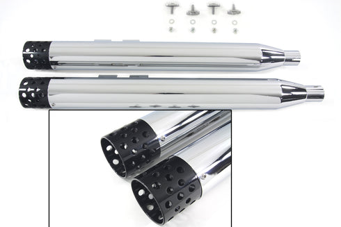 V-Twin Muffler Set with Black Shooter Style Ends - 30-3383