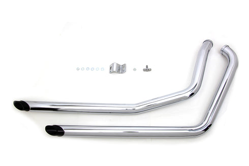 V-Twin Exhaust Drag Pipe Set Chrome with Black Slash Tips - 30-3424