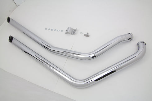 V-Twin Exhaust Drag Pipe Set Chrome with Black Slash Tips - 30-3424
