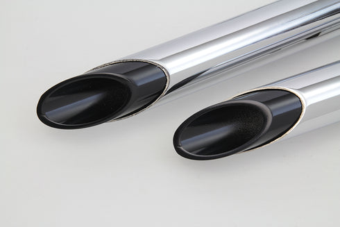 V-Twin Exhaust Drag Pipe Set Chrome with Black Slash Tips - 30-3424