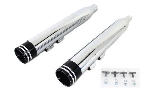 Wyatt Gatling Wyatt Gatling Muffler Set Chrome with Black 2 Ring Comet Tip - 30-4015