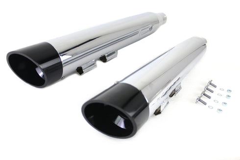 Wyatt Gatling Wyatt Gatling Muffler Set Chrome with Black Slash Down Tip - 30-4016