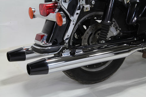 V-Twin Wyatt Gatling Muffler Set with Black Long Tapered End Tips - 30-4044