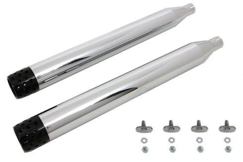V-Twin Wyatt Gatling Muffler Set with Black Shooter Style End Tips - 30-4051