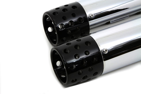 V-Twin Wyatt Gatling Muffler Set with Black Shooter Style End Tips - 30-4051