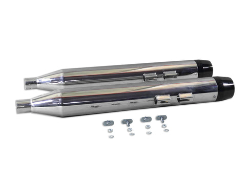 V-Twin Chrome Muffler Set with Black Medium Tapered End Tips - 30-4053