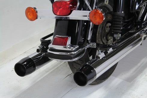 V-Twin Chrome Muffler Set with Black Medium Tapered End Tips - 30-4053