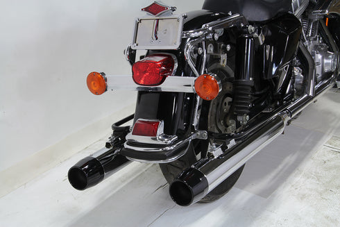 V-Twin Chrome Muffler Set with Black Medium Tapered End Tips - 30-4053