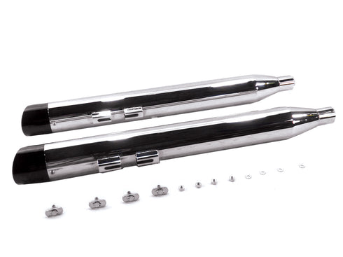 V-Twin Chrome Muffler Set with Slash Cut End Tips - 30-4094