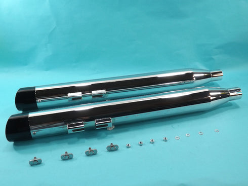 V-Twin Chrome Muffler Set with Slash Cut End Tips - 30-4094