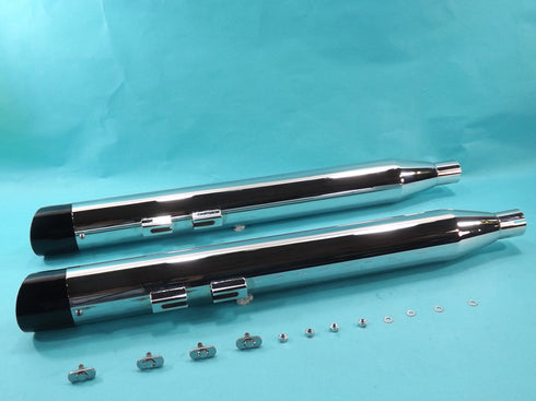 V-Twin Chrome Muffler Set with Slash Cut End Tips - 30-4094