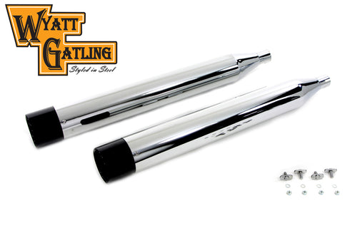 V-Twin Wyatt Gatling Chrome Muffler Set with Black Gun Barrel Ends - 30-4095
