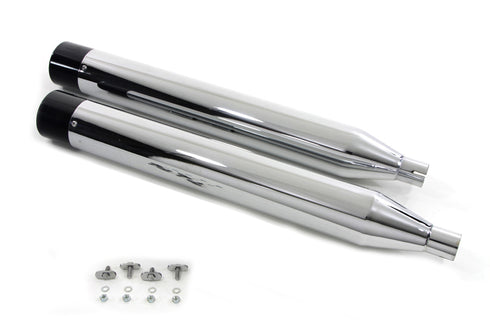 V-Twin Wyatt Gatling Chrome Muffler Set with Black Gun Barrel Ends - 30-4095