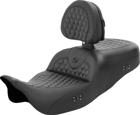 SADDLEMEN RoadSofa™ Seat - Honeycomb - with Backrest - Heated - FL '08-'23 808-07B-189BRHC