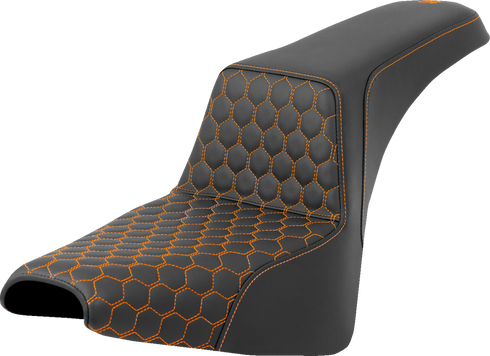 SADDLEMEN Step-Up Seat - Honeycomb - Orange Stitching - FXBB/FXST '18-'24 818-30-17703