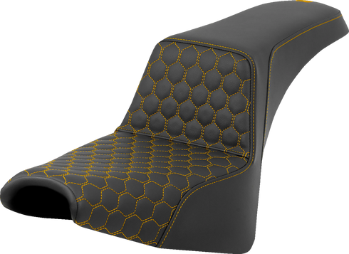 SADDLEMEN Step-Up Seat - Honeycomb - Gold Stitching - FXBB/FXST '18-'24 818-30-17707