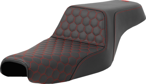 SADDLEMEN Step-Up Seat - Honeycomb - Red Stitching - 3.3 Gal Tank - Sportster '04-'22 807-11-17704