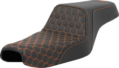 SADDLEMEN Step-Up Seat - Honeycomb - Orange Stitching - 3.3 Gal Tank - Sportster '04-'22 807-11-17703