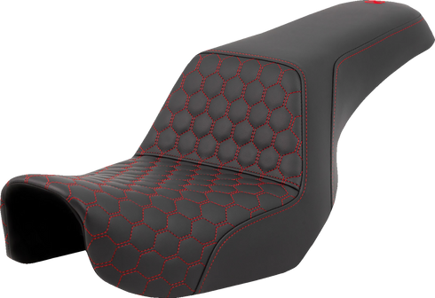 SADDLEMEN Step-Up Seat - Honeycomb - Red Stitching - Dyna '06-'17 806-04-17704
