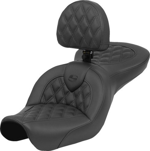 SADDLEMEN Roadsofa™ Seat - Lattice Stitch - with Backrest - FXD '04-'05 804-04-182BR
