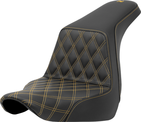 SADDLEMEN Step-Up Seat - Front Lattice Stitch - Gold Stitch - FXLR/FLSB '18-'24 818-29-17207