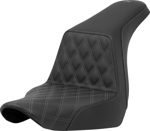 SADDLEMEN Step-Up Seat - Front Lattice Stitch - Gray Stitch - FXLR/FLSB '18-'24 818-29-17202
