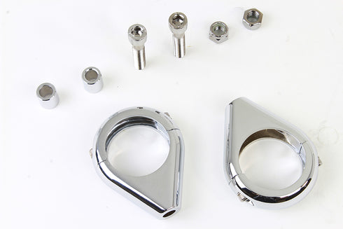 V-Twin Chrome Turn Signal Clamp Kit 39mm Forks - 31-0084