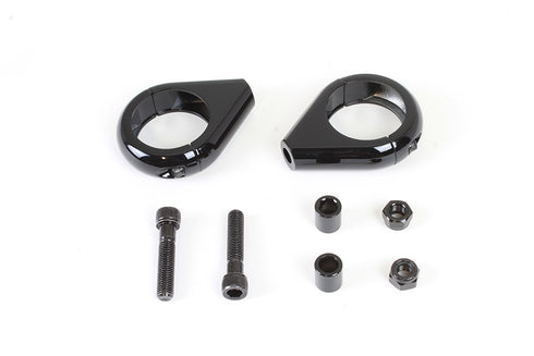 V-Twin Black Turn Signal Clamp Kit for 39mm Forks - 31-0085
