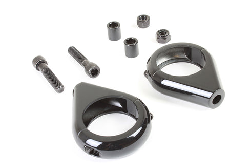 V-Twin Black Turn Signal Clamp Kit for 39mm Forks - 31-0085