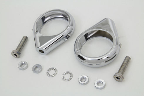 V-Twin Chrome Turn Signal Clamp Kit 49mm Forks - 31-0094