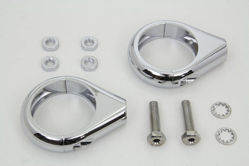 V-Twin Chrome Turn Signal Clamp Kit 49mm Forks - 31-0094