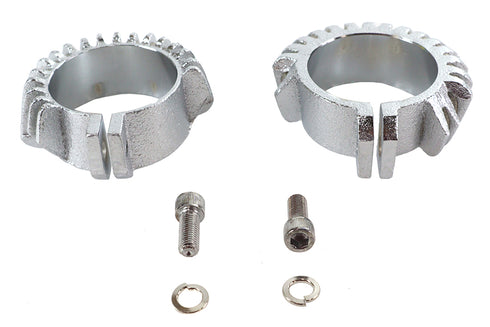 V-Twin Replica Chrome Finned Exhaust Clamp Set - 31-0425