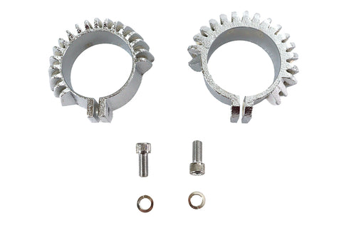 V-Twin Replica Chrome Finned Exhaust Clamp Set - 31-0425
