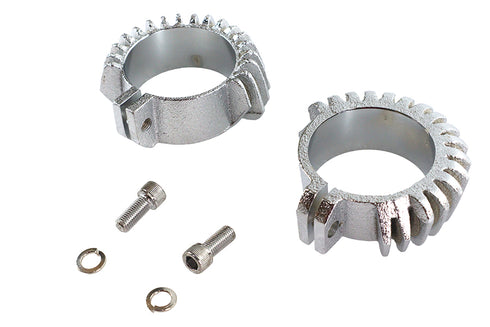 V-Twin Replica Chrome Finned Exhaust Clamp Set - 31-0425