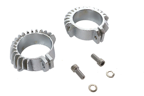 V-Twin Replica Chrome Finned Exhaust Clamp Set - 31-0425