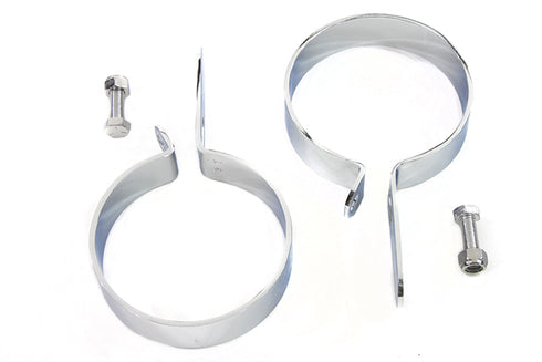 V-Twin Chrome 3-1/2 inch Muffler Body and End Hanger Clamp Set - 31-1977