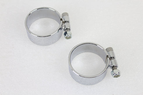 V-Twin Chrome 2-1/8 inch Wide Muffler Body and End Clamp Set - 31-9948