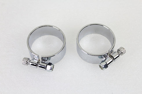 V-Twin Chrome 2-1/8 inch Wide Muffler Body and End Clamp Set - 31-9948