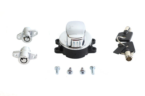 Volt Tech Side Hinge Ignition Switch and Saddlebag Lock Kit Chrome - 32-1444