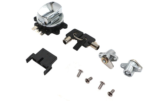 Volt Tech Side Hinge Ignition Switch and Saddlebag Lock Kit Chrome - 32-1446