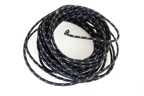 Volt Tech Black 25' Cloth Covered Wire with White Tracer - 32-1720