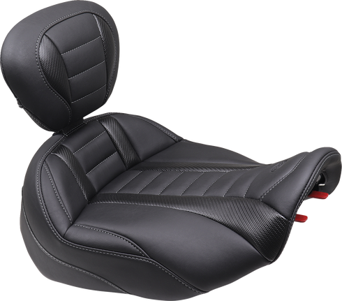 MUSTANG Deluxe Touring Solo Seat - w/ Backrest - Gunmetal Stitch - FLT/FLH '23-'25 89401GM