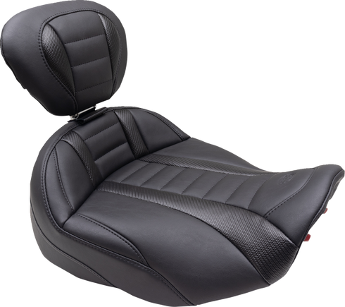 MUSTANG Deluxe Touring Solo Seat - w/ Backrest - Black Stitch - FLT/FLH '23-'25 89401
