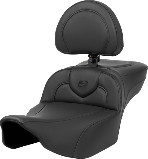 SADDLEMEN Roadsofa™ Extended Reach Seat - Black Stitch - with Backrest - FL '23-'24 823-07-188BR